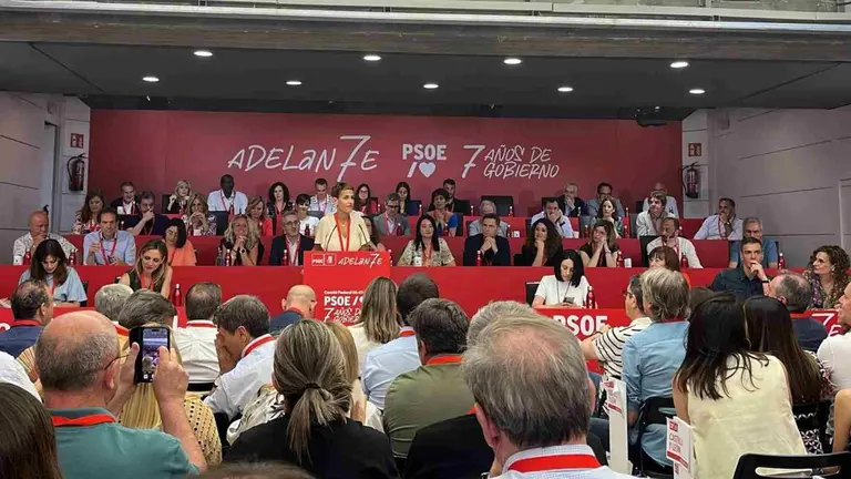La presidenta del PSOE de Navarra, María Chivite interviviendo en el Comité Federal de los socialistas. PSN/PSOE