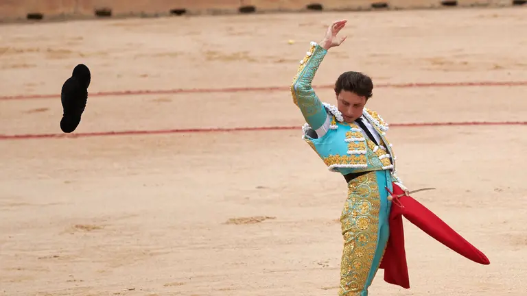 Quinta corrida de toros de la Feria de San Fermín con toros de Jandilla para Juan Ortega, Andrés Roca Rey y Pablo Aguado. IRANZU LARRASOAÑA