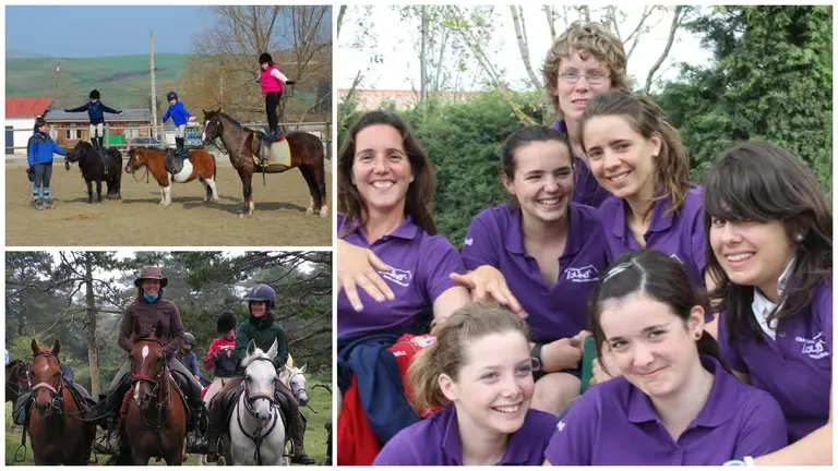 Fotomontaje con varias fotos antiguas de Marina Zapata junto a sus alumnos. CEDIDA