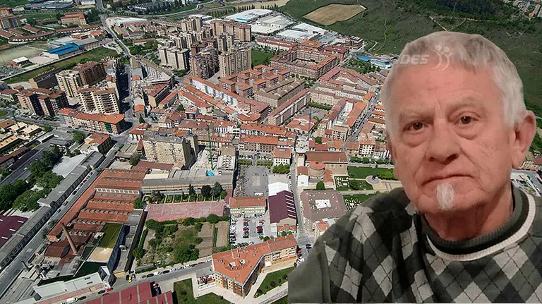 Fotomontaje con una imagen de Francisco, el hombre desaparecido, sobre otra de Villava, la localidad en la que se le busca. NAVARRA.COM