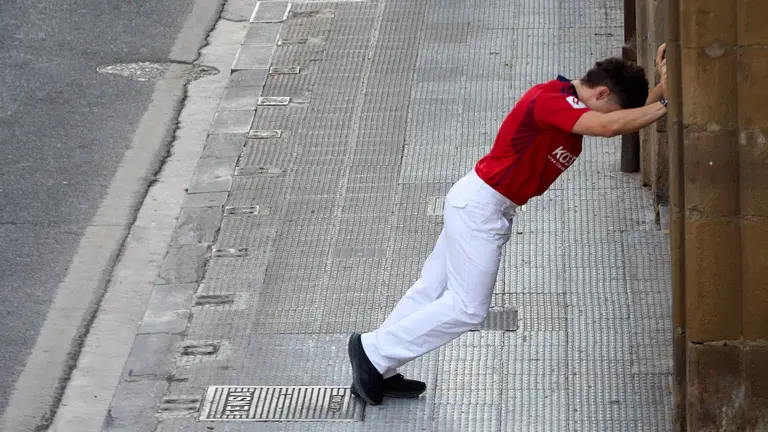 Momentos previos al segundo encierro de las fiestas de Tafalla 2025. IÑIGO ALZUGARAY