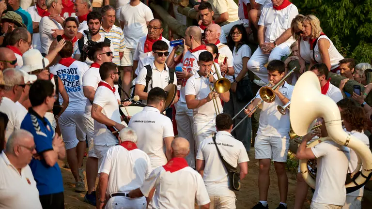 Primer encierro del Pilón de Falces con vacas de la ganadería Vicente Domínguez de Falces. IRANZU LARRASOAÑA