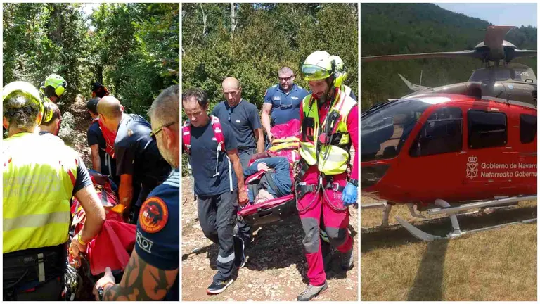 Complicado rescate y evacuación al Hospital universitario de Navarra desde Yesa. BOMBEROS DE NAVARRA