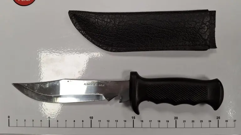 Cuchillo intervenido por la Policía Foral en un bar de San Jorge, en Pamplona.
POLICÍA FORAL