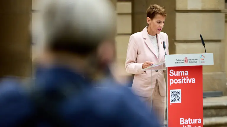 La Presidenta de Navarra, María Chivite, presenta el balance de gestión del Gobierno foral en el ecuador de la legislatura. NAVARRA.COM