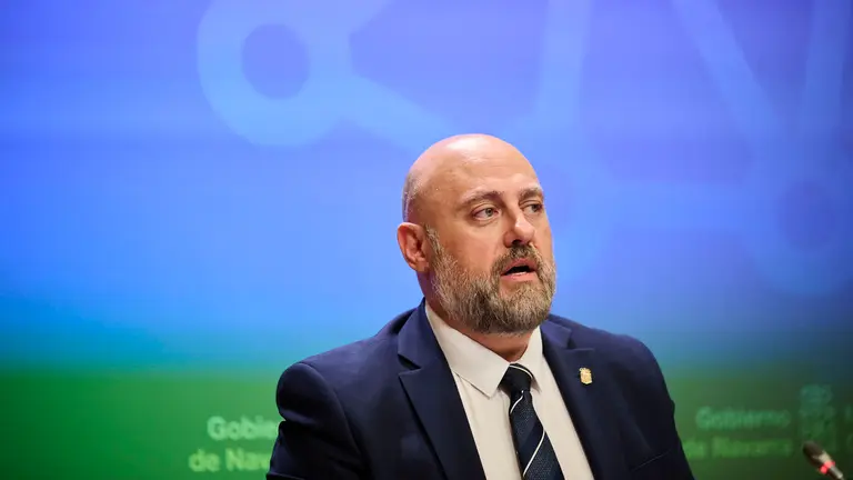 Rueda de prensa del consejero de Economía y Hacienda José Luis Arasti, portavoz de Gobierno y consejera de Interior Amparo López y del consejero de Educación Carlos Gimeno tras la Sesión de Gobierno. PABLO LASAOSA