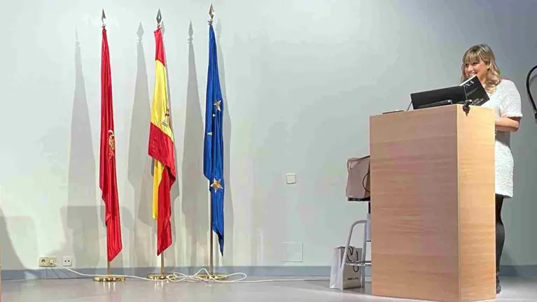 Amaia Saralegui, en la defensa de su tesis en la Facultad de Ciencias de la Salud. UPNA