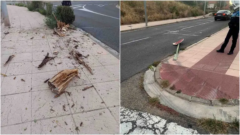 La Policía Municipal de Tudela investiga un accidente en la carretera de Alfaro.