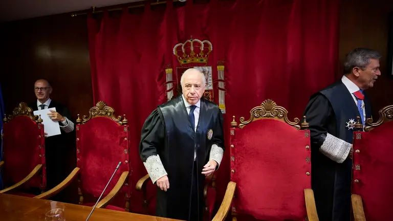 Acto de apertura del año judicial 2025-26 con la intervención del presidente del Tribunal Superior de Justicia de Navarra (TSJN), Julián Huarte; y el fiscal superior de la Comunidad foral, Jaime Goyena. PABLO LASAOSA