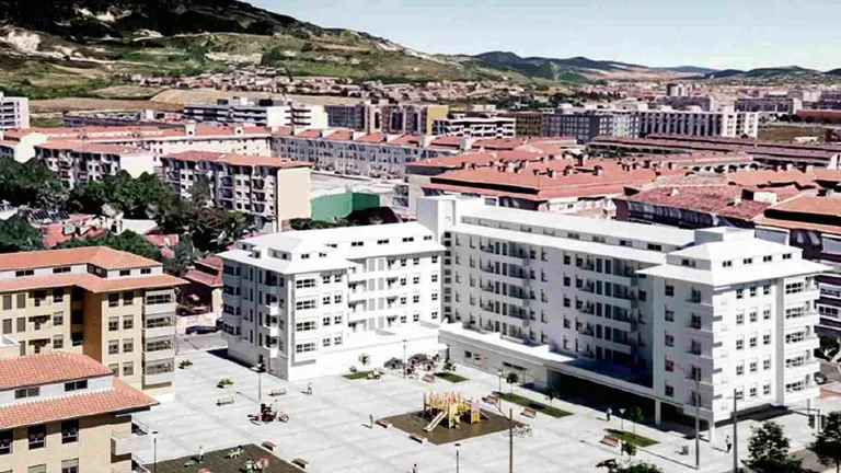 Vista de la localidad navarra de Berriozar, en la falda de San Cristóbal. AYUNTAMIENTO DE BERRIOZAR