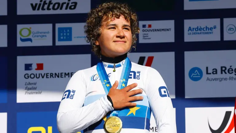 La navarra Paula Ostiz, campeona europea de contrarreloj junior. @RFEFCiclismo