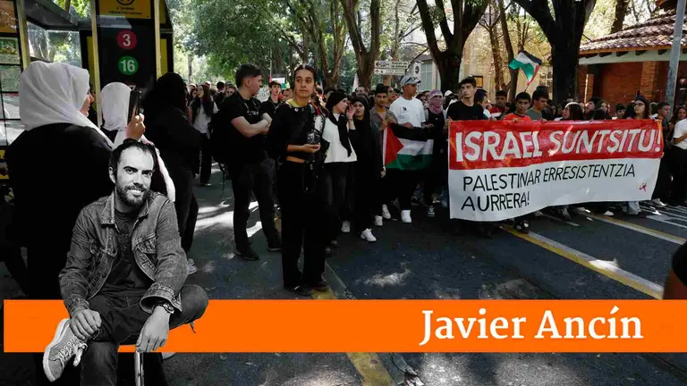 pancarta apoyada y aplaudida por la presidenta Chivite en sus redes sociales. EFE/ Jesus Diges