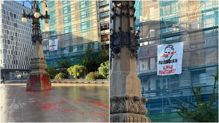 La Plaza del Vínculo amanece con pintadas. X