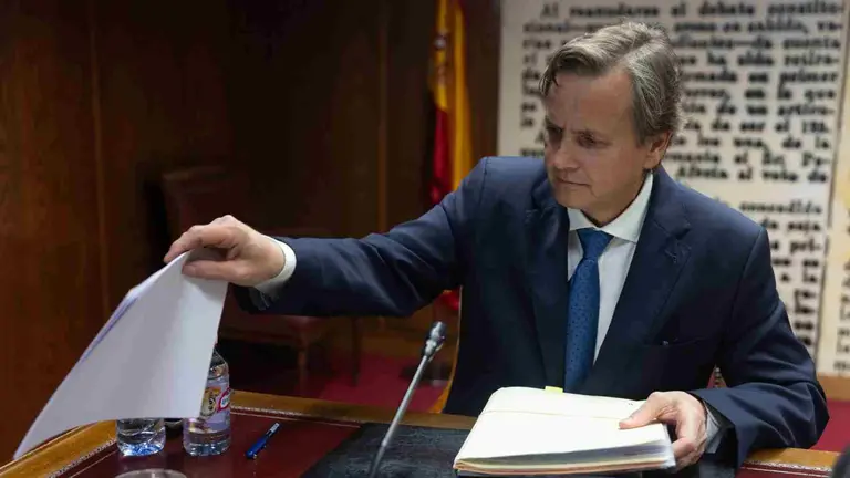 El director general de Obras Públicas e Infraestructuras de Navarra, Pedro Andrés López Vera, en su comparecencia en la Comisión de Investigación del Senado. EDUARDO PARRA / EUROPA PRESS