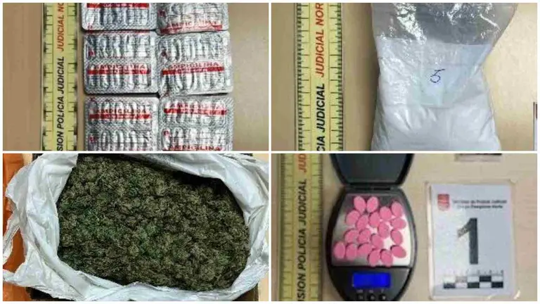 Dsitintas fdrogas y medicinas ilegales aprehendidas por la Policía Foral de Navarra. POLICÍA FORAL