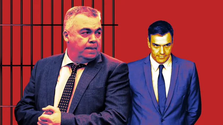 Fotomontaje con una imagen de Santos Cerdán y otra de Pedro Sánchez. OK DIARIO