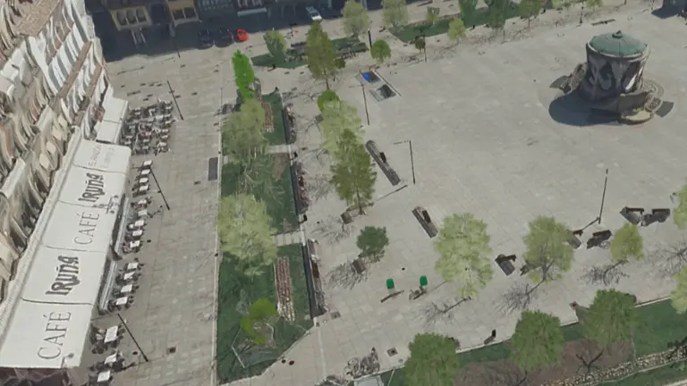 Vista de la Plaza del Castillo de Pamplona desde la nueva aplicación. TRACASA