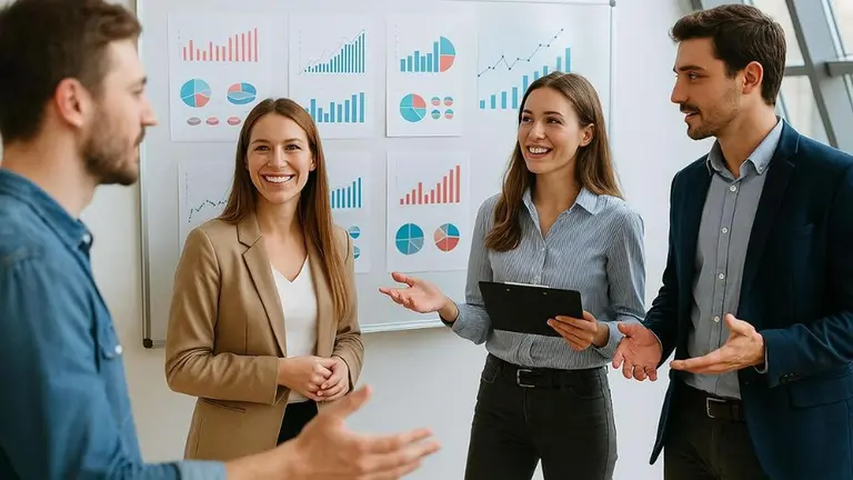 Alumnos preparando una presentación en una escuela de negocios. CEDIDA