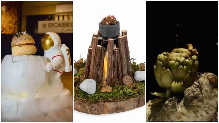 Fotografías de los pinchos que presentarán Goiza Isiegas,
Yuhua Zheng y José Aguado. AHN