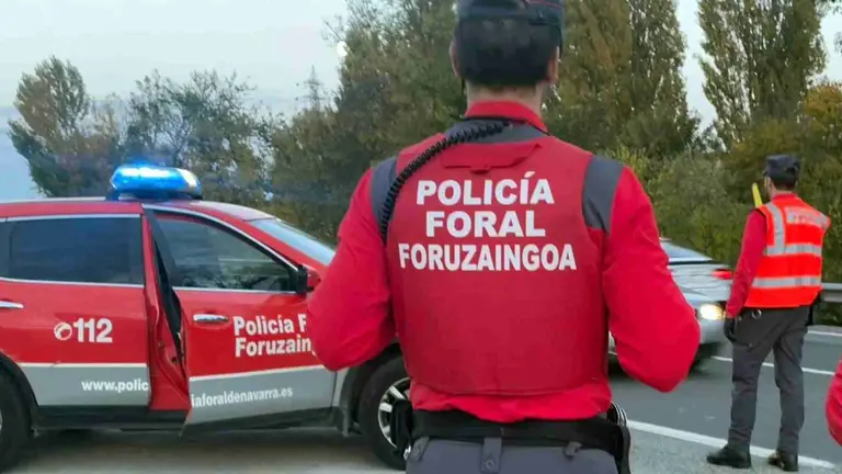 Agentes dela Policía Foral en un control de carreteras. POLICÍA FORAL