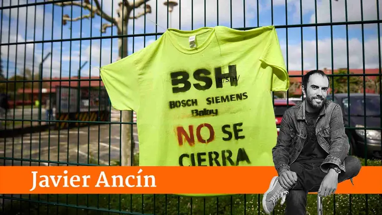 Una camiseta de protesta por el anuncio de cierre de la BSH en Esquíroz. IÑIGO ALZUGARAY