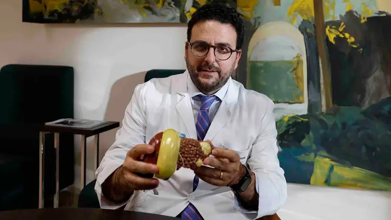 El hepatólogo de la Clínica Universidad de Navarra Josepmaria Argemí, especialista en cáncer de hígado, ha advertido con motivo del Día Mundial Sin Alcohol (15 de noviembre) de que el hígado es un órgano "silencioso", que no avisa si se encuentra en mal estado y, cuando lo hace, en muchas ocasiones es demasiado tarde.Argemí ha asegurado en una entrevista con EFE que el hígado es un buen ejemplo de "economía circular", ya que "es una fábrica que aprovecha todos los recursos que tiene, los nutrientes que circulan por la sangre los reaprovecha, los recicla en forma de otras moléculas distintas, los elimina a través de la bilis y también hace muchas proteínas nuevas".Es el encargado de 'detoxificar' todo lo que ingerimos a través de la alimentación y la bebida, pero, si él mismo se está intoxicando, "muchas veces es asintomático; no causa dolores, no causa ningún fenómeno clínico", ha explicado. EFE/ Jesús Diges