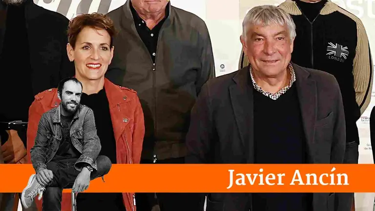 La presidenta de Navarra, María Chivite y el director de Diario de Noticias, Joseba Santamaria en una jornada sobre movilidad sostenible. EFE/ Jesús Diges