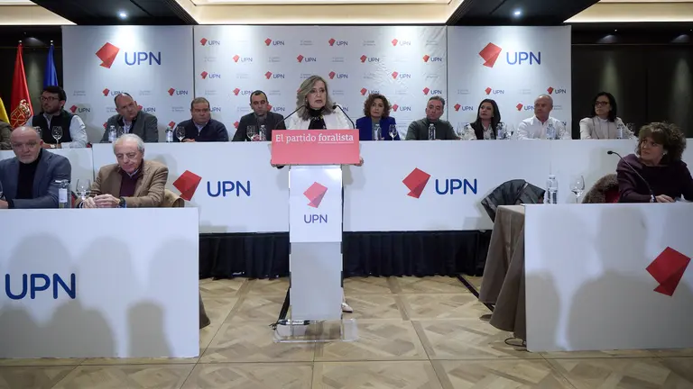 La presidenta del partido, Cristina Ibarrola, interviene al inicio de la reunión del Consejo Político de UPN. IÑIGO ALZUGARAY
