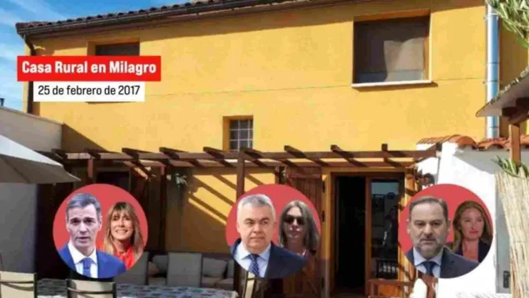 Sánchez, Ábalos y Cerdán alquilaron una casa rural en Milagro para pasar un fin de semana con sus familias. OK DIARIO