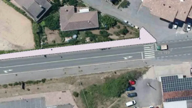 magen aérea de la travesía, con recreación de las medidas que se van a realizar. GOBIERNO DE NAVARRA