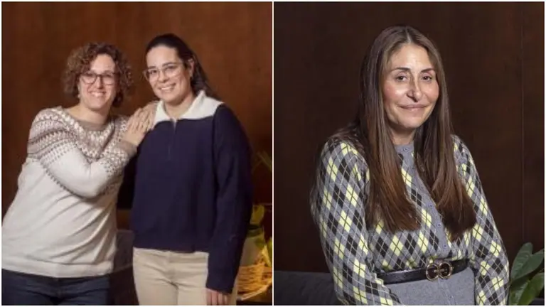 Elisa Sanz y Marta Guti&eacute;rrez, psic&oacute;logas expertas en duelo, y Ana Garc&iacute;a Jorodovich, asistente a la charla 'Es Navidad y hay una silla vac&iacute;a'. FUNDACI&Oacute;N LA CAIXA