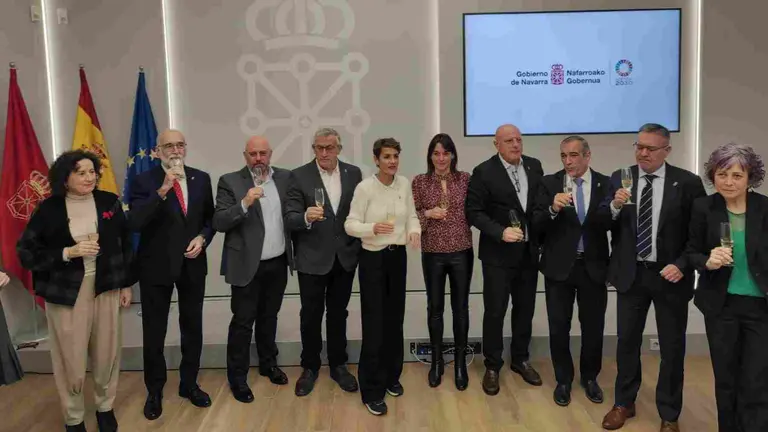 Acto de felicitaci&oacute;n navide&ntilde;a este lunes en el Palacio de Navarra. EUROPA PRESS