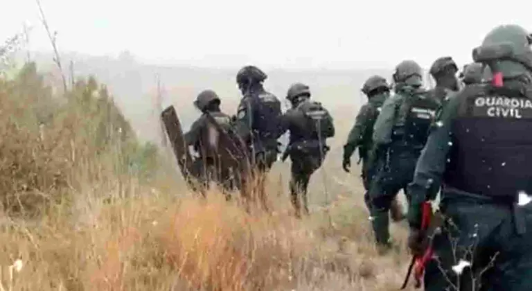 Dispositivo de la Guardia Civil que desmantel&oacute; la plantaci&oacute;n de marihuana en Sang&uuml;esa. GUARDIA CIVIL