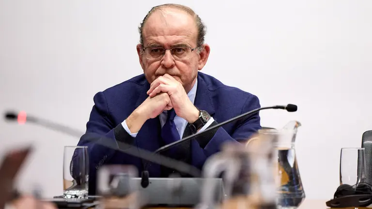 El exdirector de Acciona Construcci&oacute;n, Justo Vicente Pelegrini, comparece en la Comisi&oacute;n de Investigaci&oacute;n sobre obras p&uacute;blicas del Parlamento de Navarra. I&Ntilde;IGO ALZUGARAY