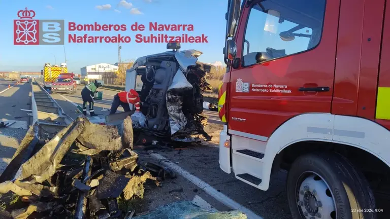 Imagen del accidente de Ribaforada. BOMBEROS DE NAVARRA