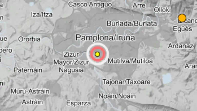 Epicentro del terremoto registrado hoy. INSTITUTO GEOGR&Aacute;FICO NACIONAL