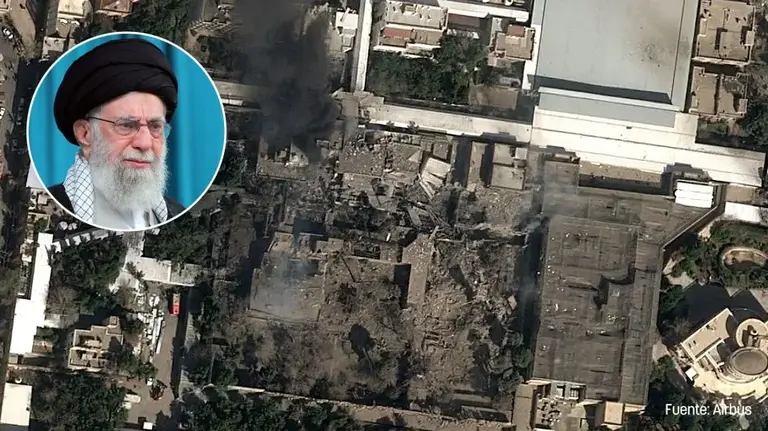 Vista de la vivienda del ayatol&aacute; Al&iacute; Jamenei (Ali Khamenei) destruida.