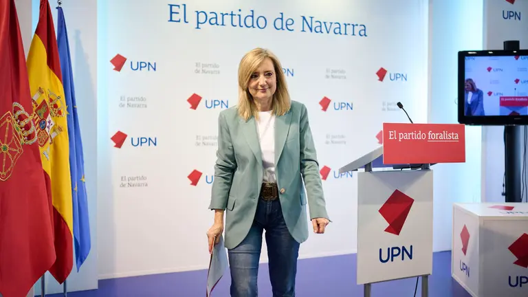 La presidenta de UPN, Cristina Ibarrola, da a conocer una iniciativa presentada en el Congreso de los Diputados. PABLO LASAOSA