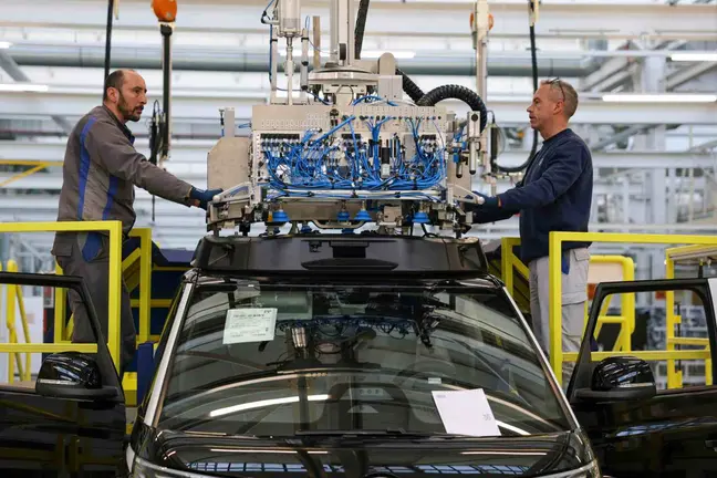 Trabajadores de una planta de Volskwagen en Alemania.