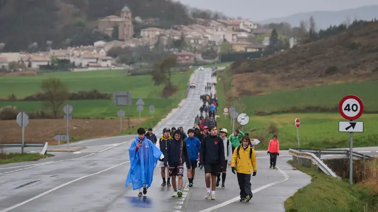 Miles de personas peregrinan a Javier durante la segunda Javierada de 2026. PABLO LASAOSA