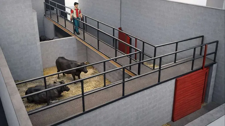 Recreaci&oacute;n virtual de c&oacute;mo ser&aacute; el nuevo corral para vaquillas de las fiestas en Fusti&ntilde;ana. CEDIDA