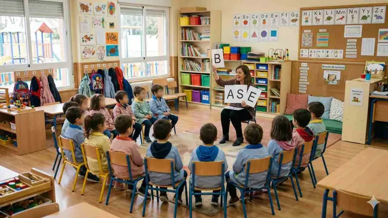 Aula de segundo de Infantil de un colegio, con ni&ntilde;os de cuatro a&ntilde;os.
