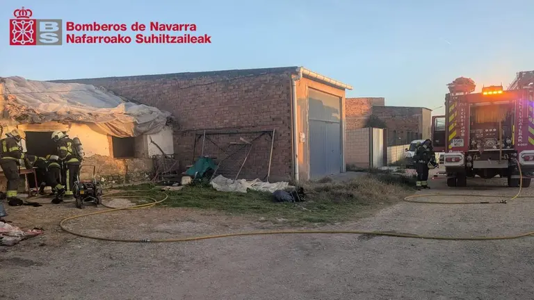 Lugar del incendio en Sartaguda. BOMBEROS DE NAVARRA