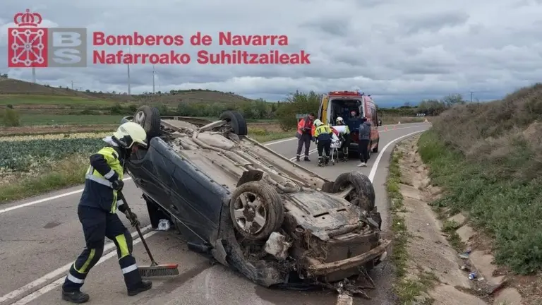 Imagen del accidente en Ablitas. POLIC&Iacute;A FORAL