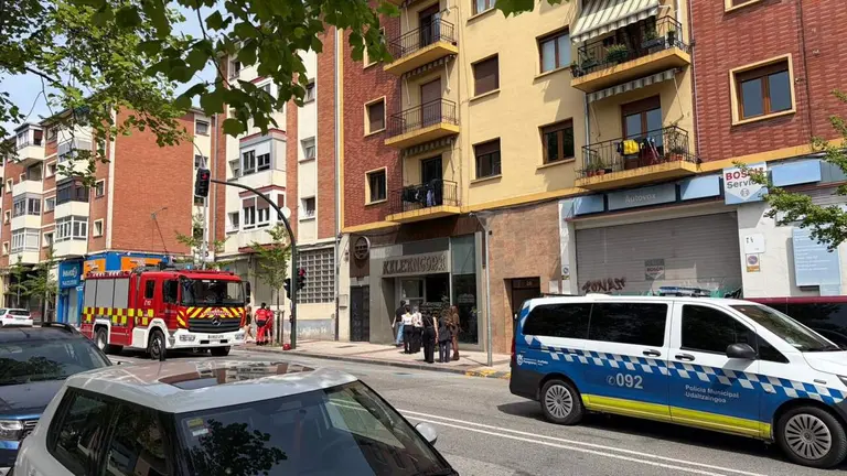 Incendio registrado esta tarde en Pamplona. CEDIDA