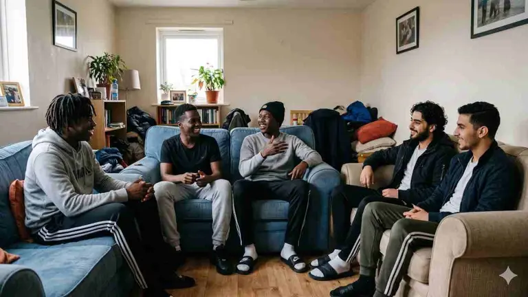 J&oacute;venes inmigrantes en un piso de acogida.