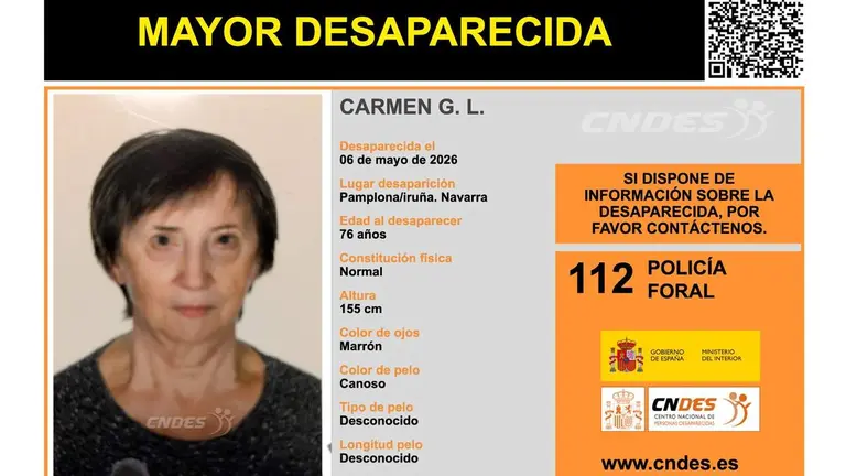 Carmen, mujer desaparecida en Pamplona