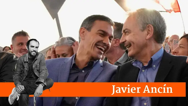 Pedro S&aacute;nchez y Jos&eacute; Luis Rodr&iacute;guez Zapatero en un mitin del PSOE.