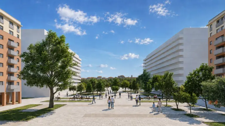 Recreaci&oacute;n del proyecto de reurbanizaci&oacute;n del paseo Anelier en la Rochapea. AYUNTAMIENTO DE PAMPLONA