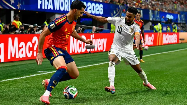 El pamplon&eacute;s Mikel Merino, durante un partido de este Mundial 2026 con Espa&ntilde;a.